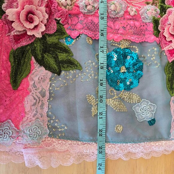 Garden of Roses Velvet Blouse | Roselani Jasmin | Size Small - Picture 2 of 11